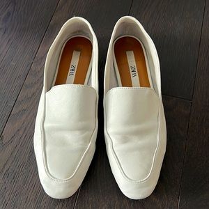 ZARA leather loafers white size 37